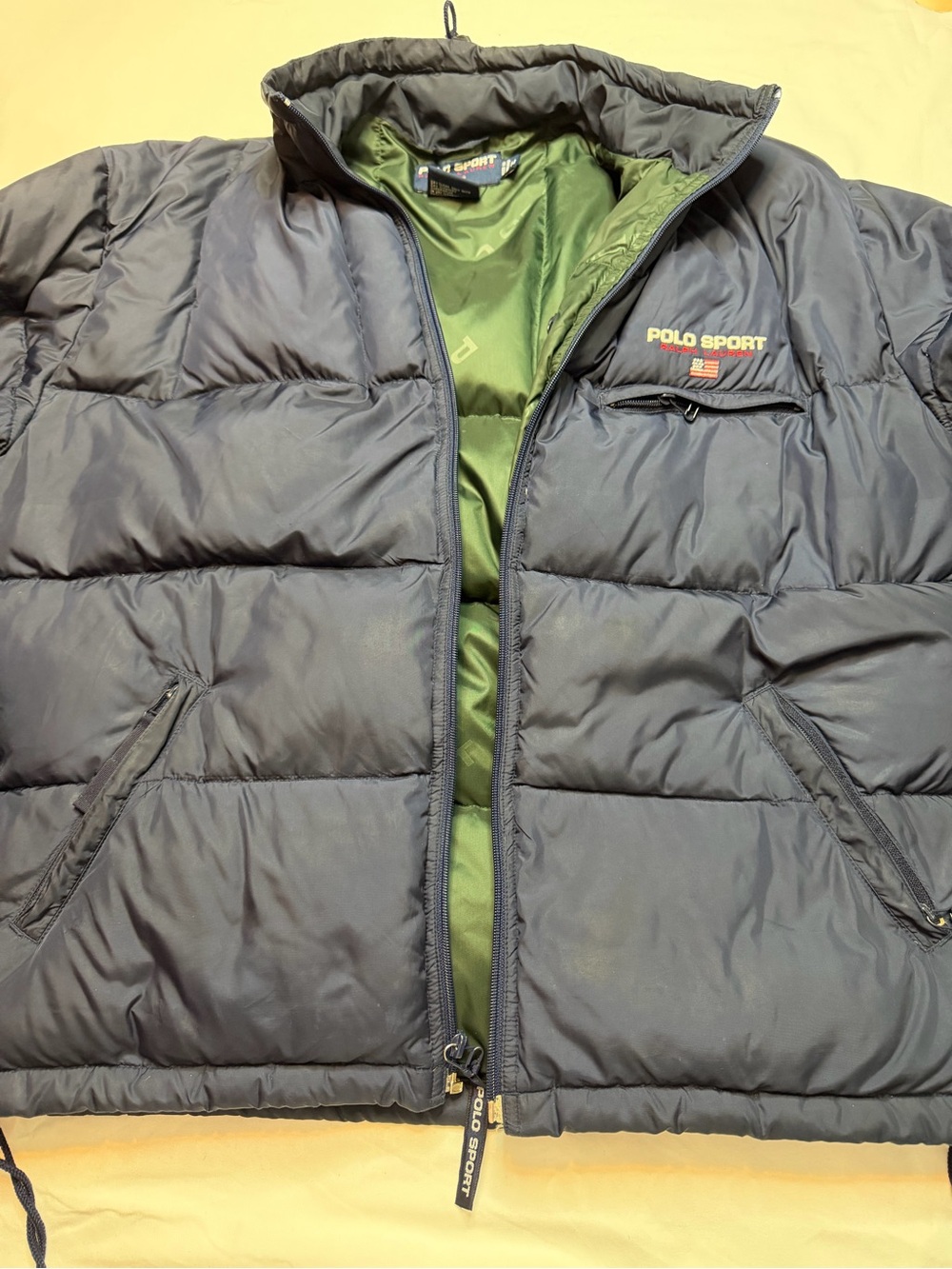 Polo by Ralph Lauren Navy Puffer Jacket with Green Lining